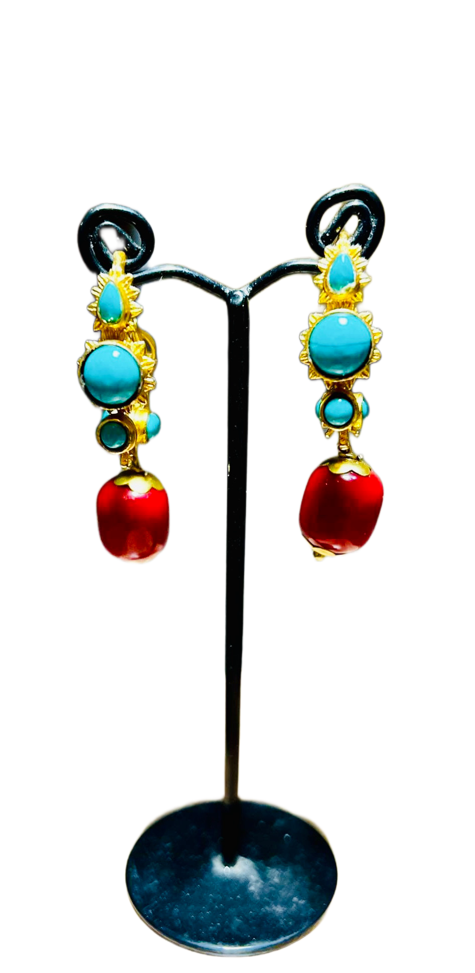 Gold plated Tibetan earrings