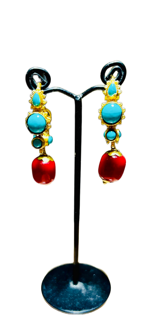 Gold plated Tibetan earrings