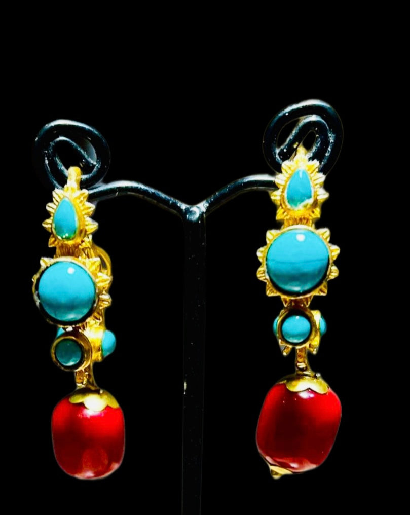 Gold plated Tibetan earrings