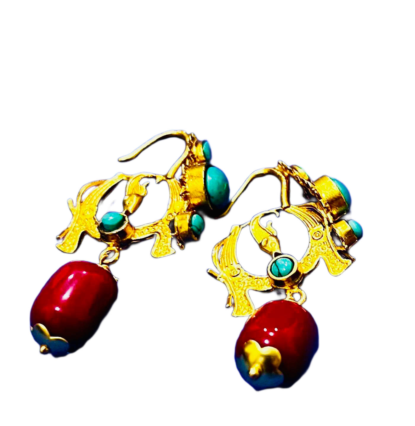 Gold plated Tibetan earrings