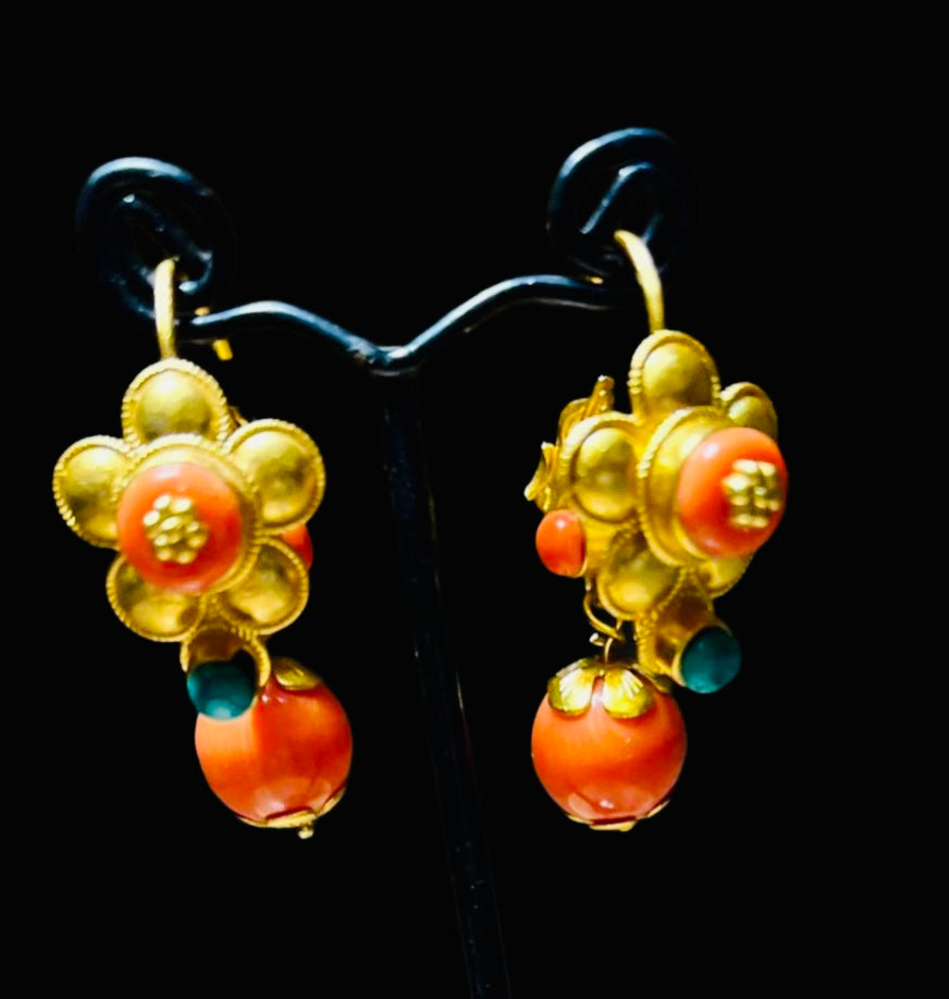 Gold plated Tibetan style earrings