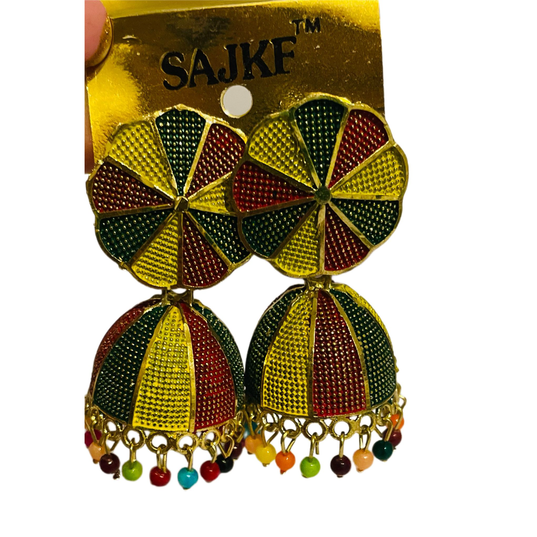 Pinjara Style Jhumka - Mixed Colors