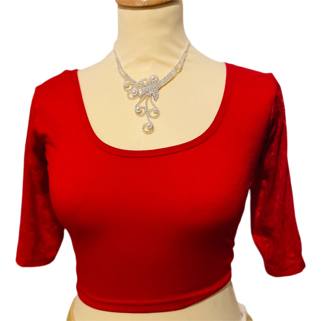 Red Cotton Stretchy Blouse