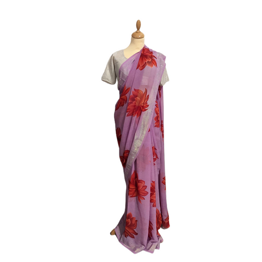 Purple Phulbutte  Saree